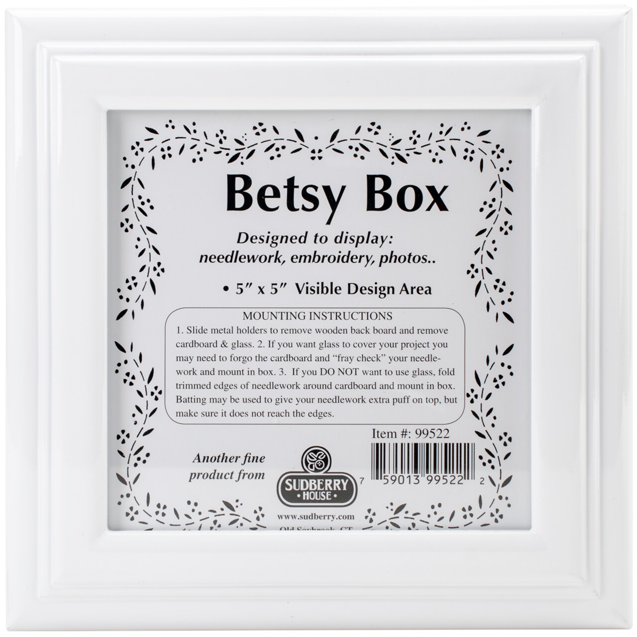 Sudberry House White Betsy Square Box 8"X8"X2.75"-Design Area 5"X5"